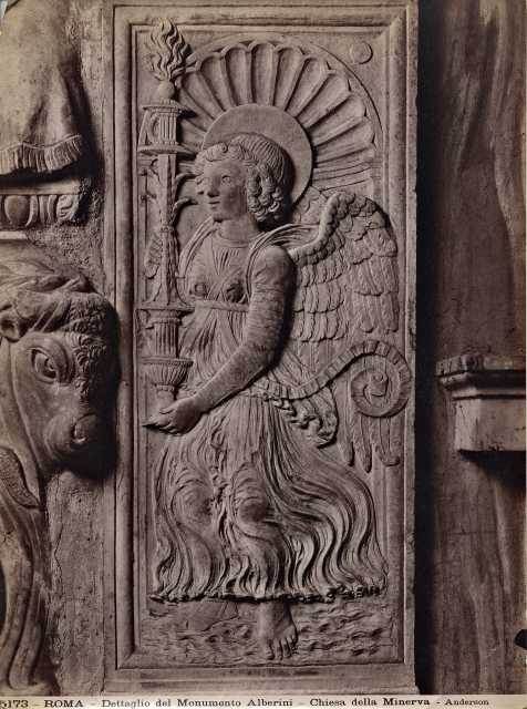 Anderson — Roma - Dettaglio del Monumento Alberini - Chiesa della Minerva — particolare, angelo di destra